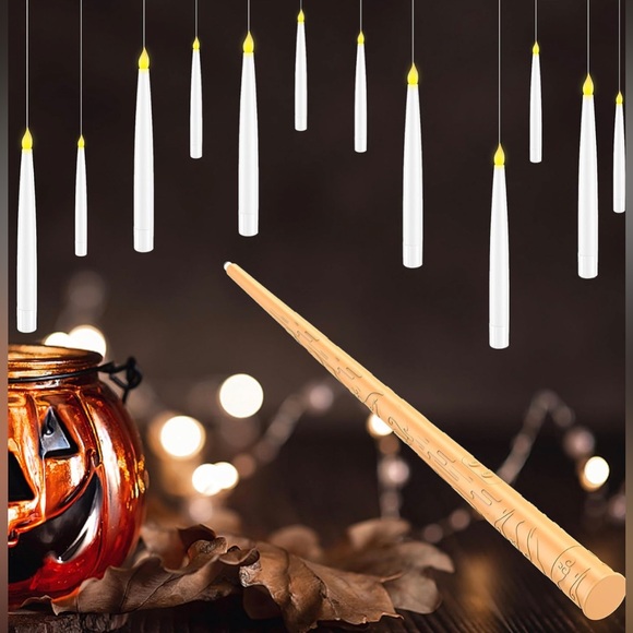 NWT 12 Pack Floating Candles w/ Wand Flickering, Battery Operated,LED Candle